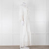 Self-Portrait White Cotton Embroidered Trim Peplum Maxi Dress