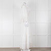 Self-Portrait White Cotton Embroidered Trim Peplum Maxi Dress