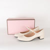 Blue Velvet Cream Leather Mary Jane Pumps
