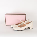 Blue Velvet Cream Leather Mary Jane Pumps