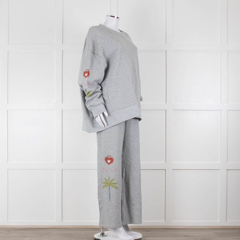 Never Fully Dressed Grey Wide Leg Graphic Joggers