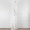 Self-Portrait White Cotton Embroidered Trim Peplum Maxi Dress
