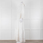 Self-Portrait White Cotton Embroidered Trim Peplum Maxi Dress