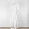 Self-Portrait White Cotton Embroidered Trim Peplum Maxi Dress
