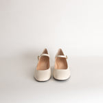 Blue Velvet Cream Leather Mary Jane Pumps