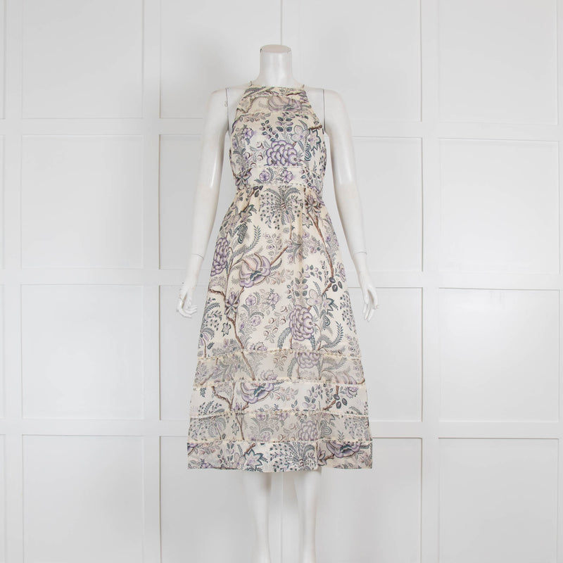 Zimmermann Silk Floral Racer Back Midi Dress