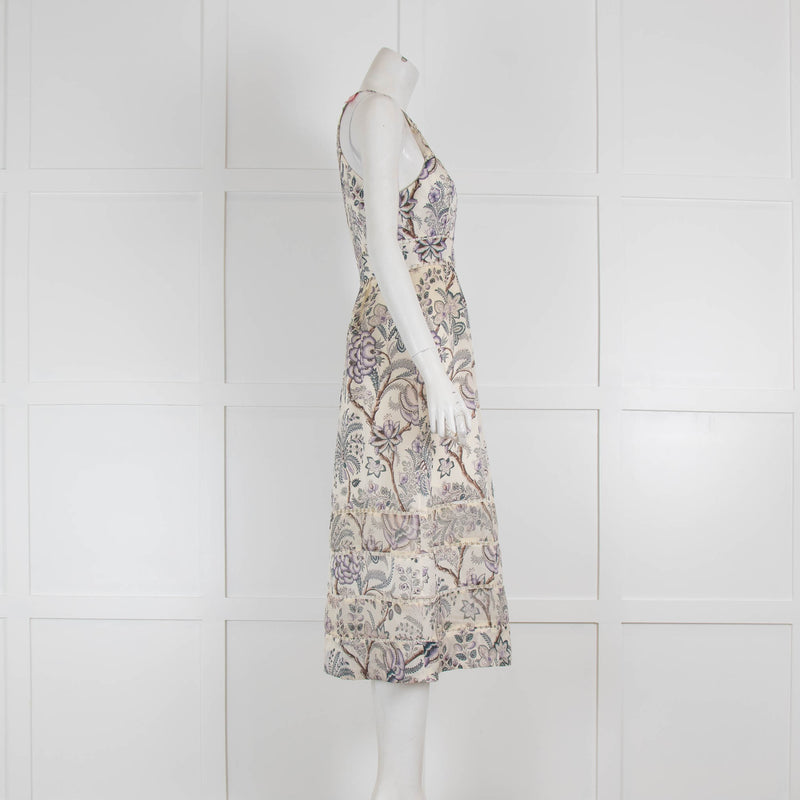 Zimmermann Silk Floral Racer Back Midi Dress