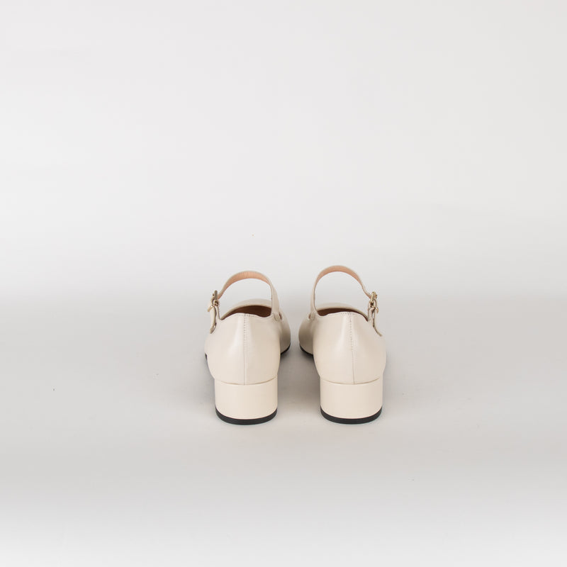 Blue Velvet Cream Leather Mary Jane Pumps
