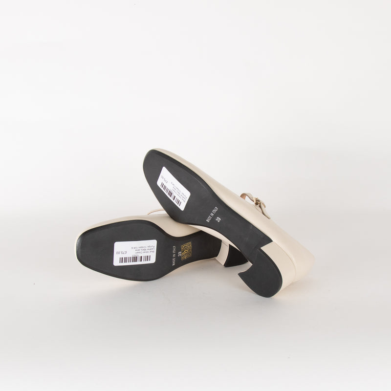 Blue Velvet Cream Leather Mary Jane Pumps