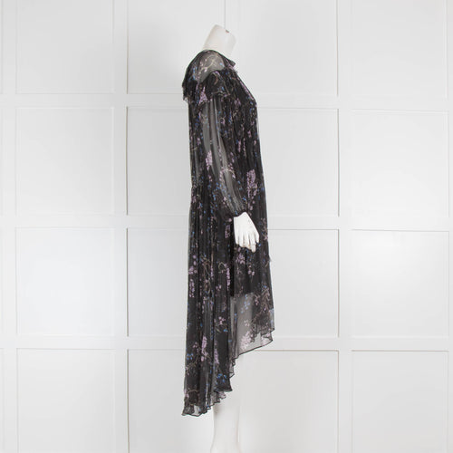 Zimmermann Dark Floral Tiered Silk Dress