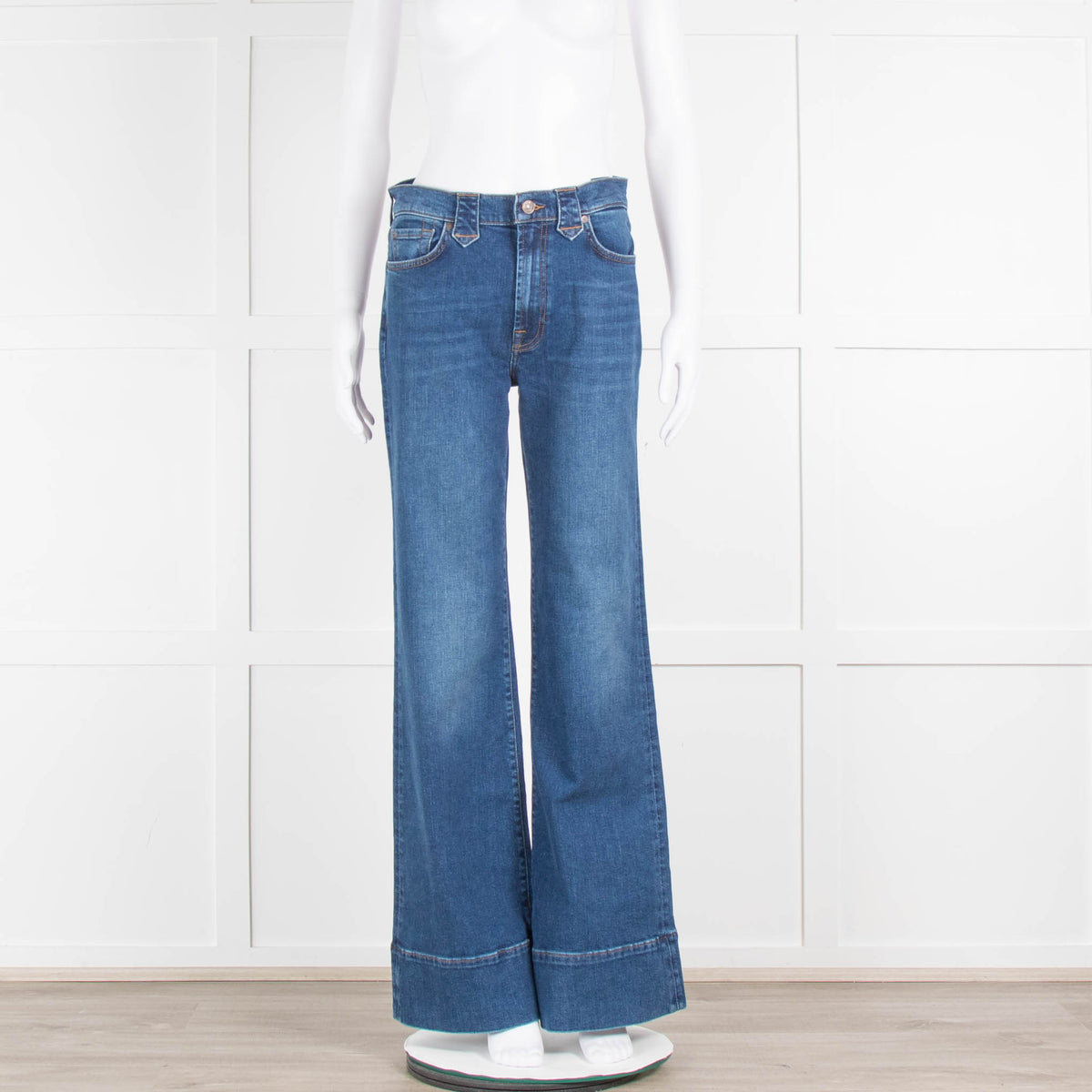 7 For All Mankind Blue Western Flared Jeans