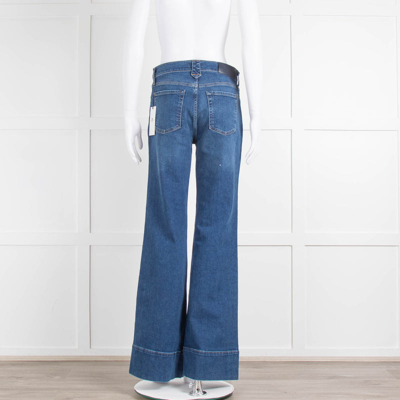 7 For All Mankind Blue Western Flared Jeans