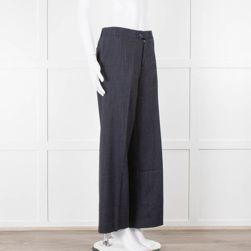 Margaret Howell Blue Wool Wide Leg Trousers