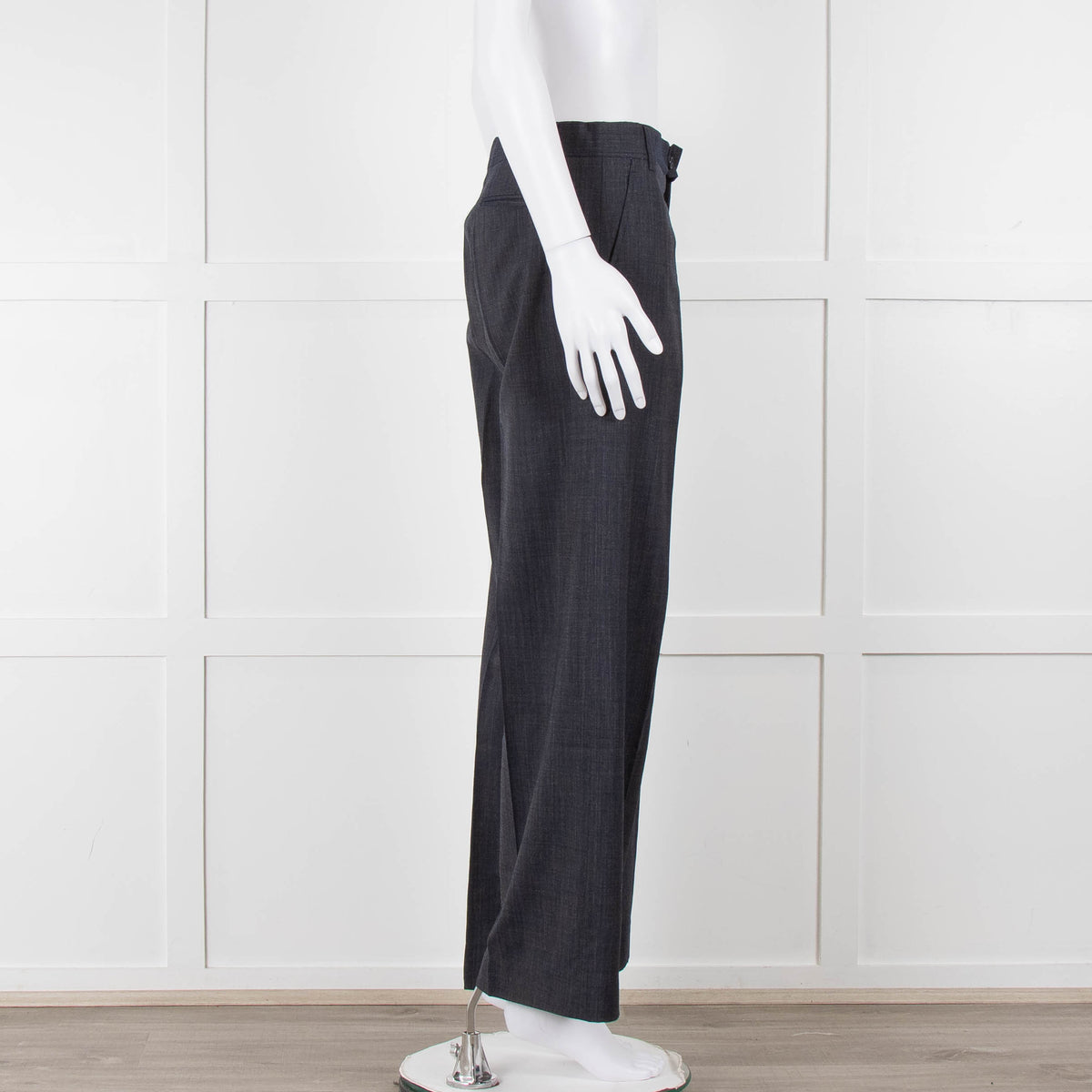 Margaret Howell Blue Wool Wide Leg Trousers
