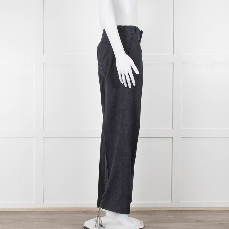 Margaret Howell Blue Wool Wide Leg Trousers