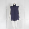 Acne Blue Sleeveless Ruffle Neck Blouse