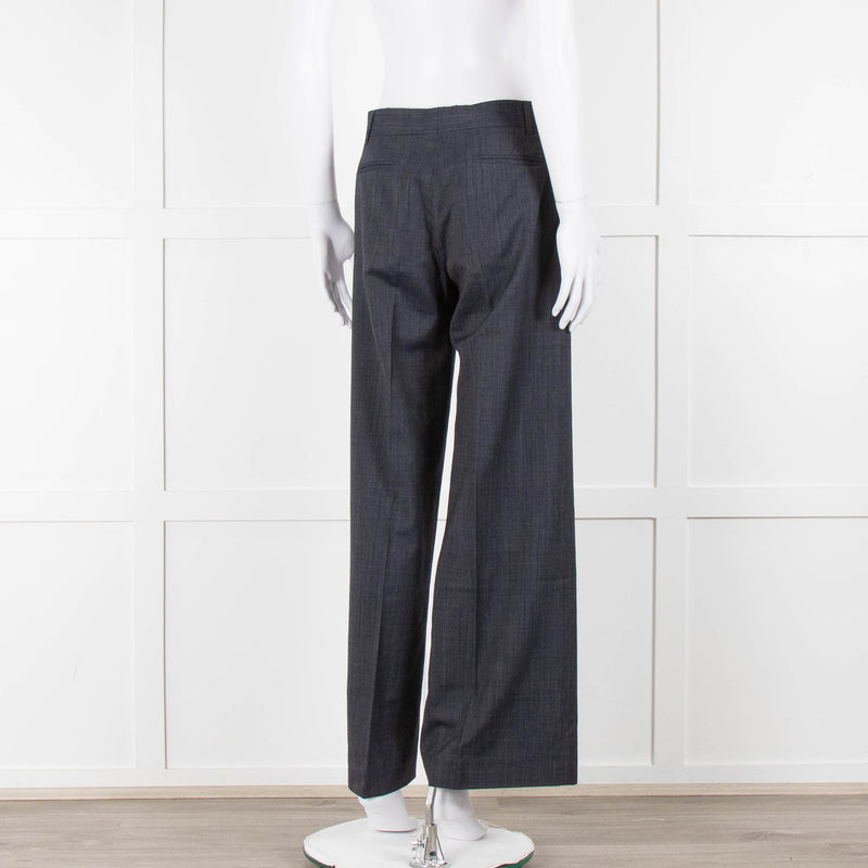 Margaret Howell Blue Wool Wide Leg Trousers