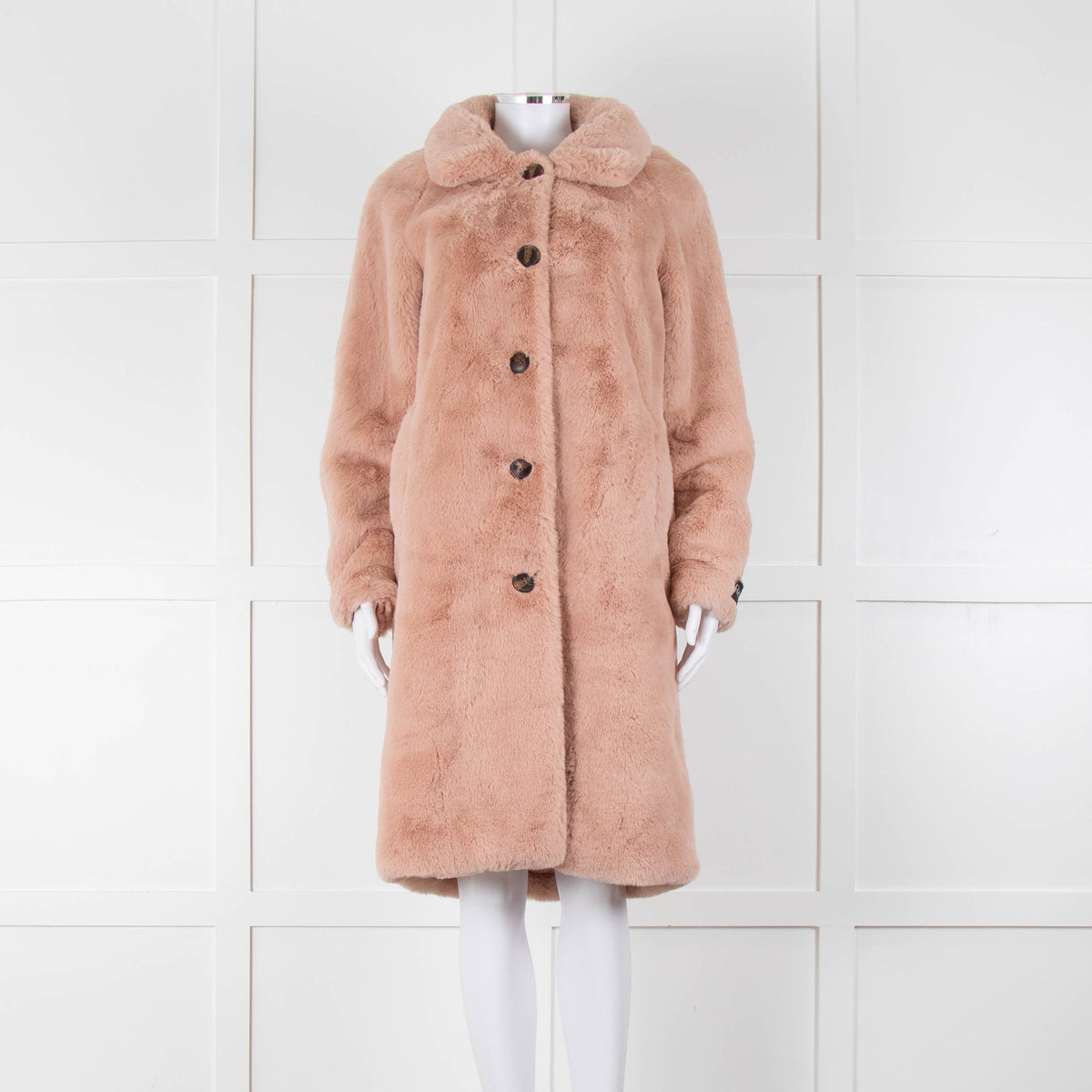 Rino & Pelle Pink Zonna Long Faux Fur Coat