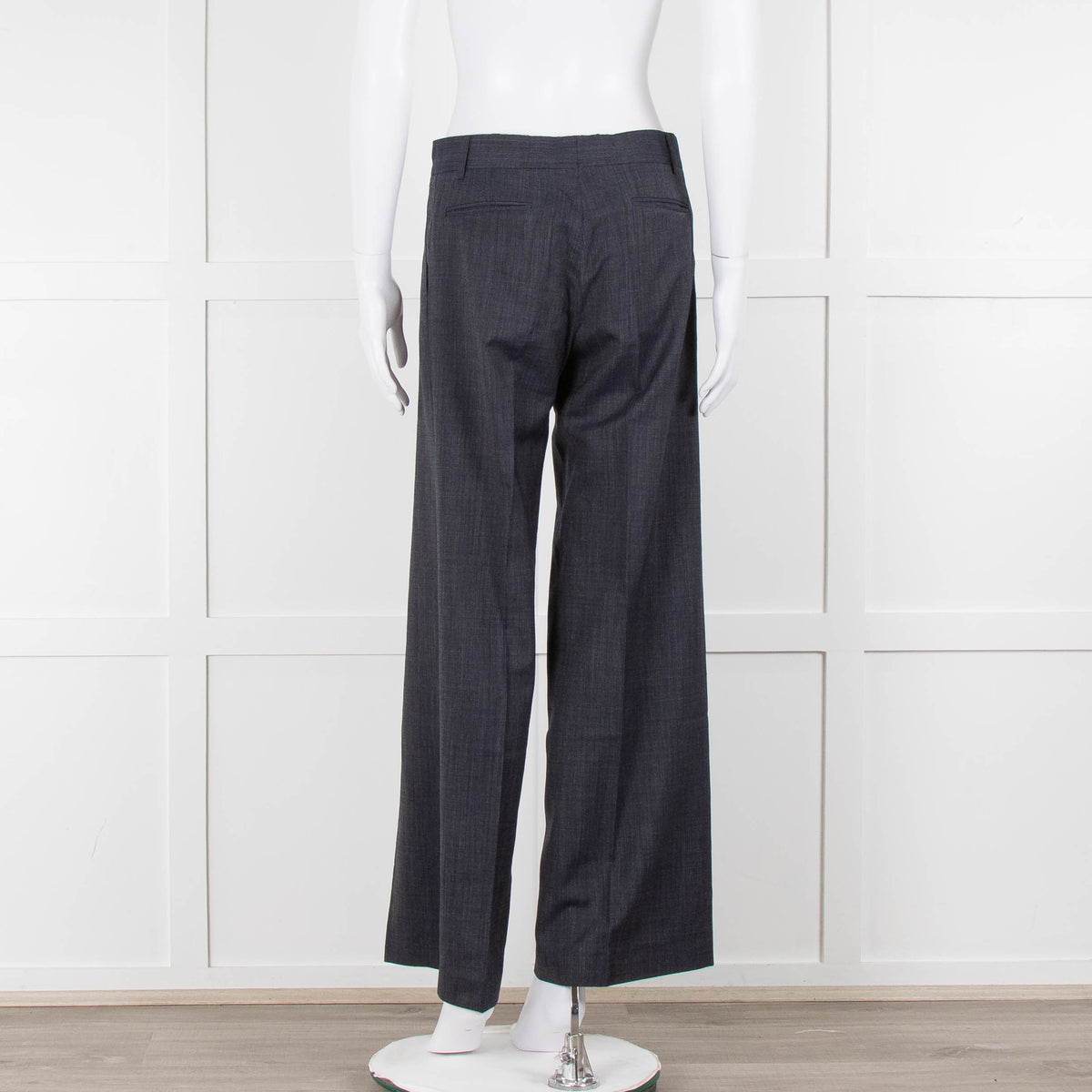 Margaret Howell Blue Wool Wide Leg Trousers