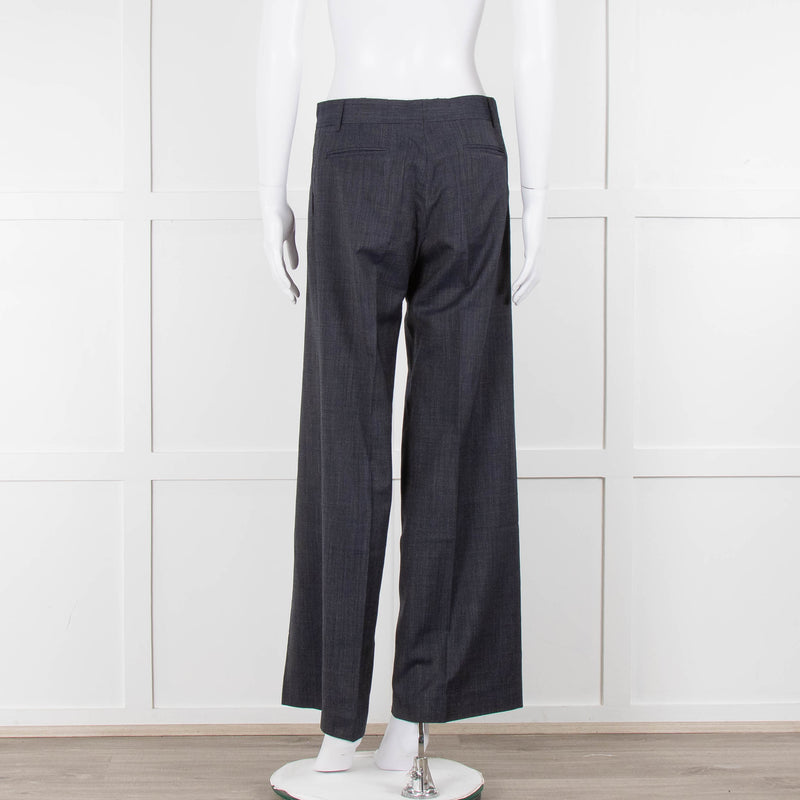 Margaret Howell Blue Wool Wide Leg Trousers