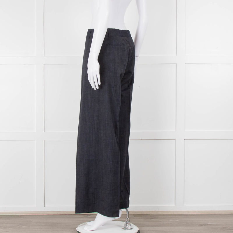 Margaret Howell Blue Wool Wide Leg Trousers