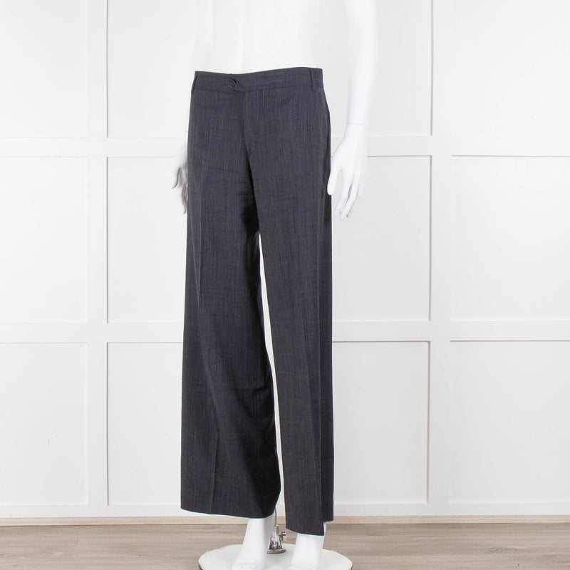 Margaret Howell Blue Wool Wide Leg Trousers