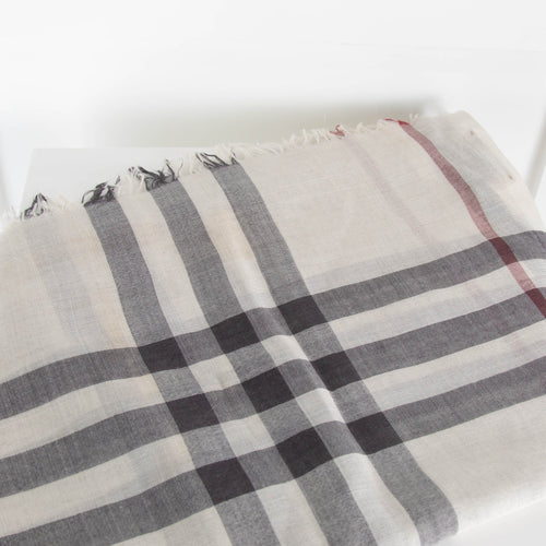Burberry Linen and Wool Check Scarf