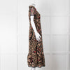 Red Valentino Black Lace Pink and Green Floral Embroidered Midi Dress