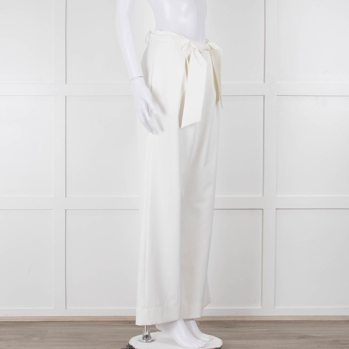 Zoe Milano Cream Belted Wide Trousers