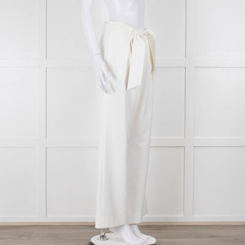 Zoe Milano Cream Belted Wide Trousers