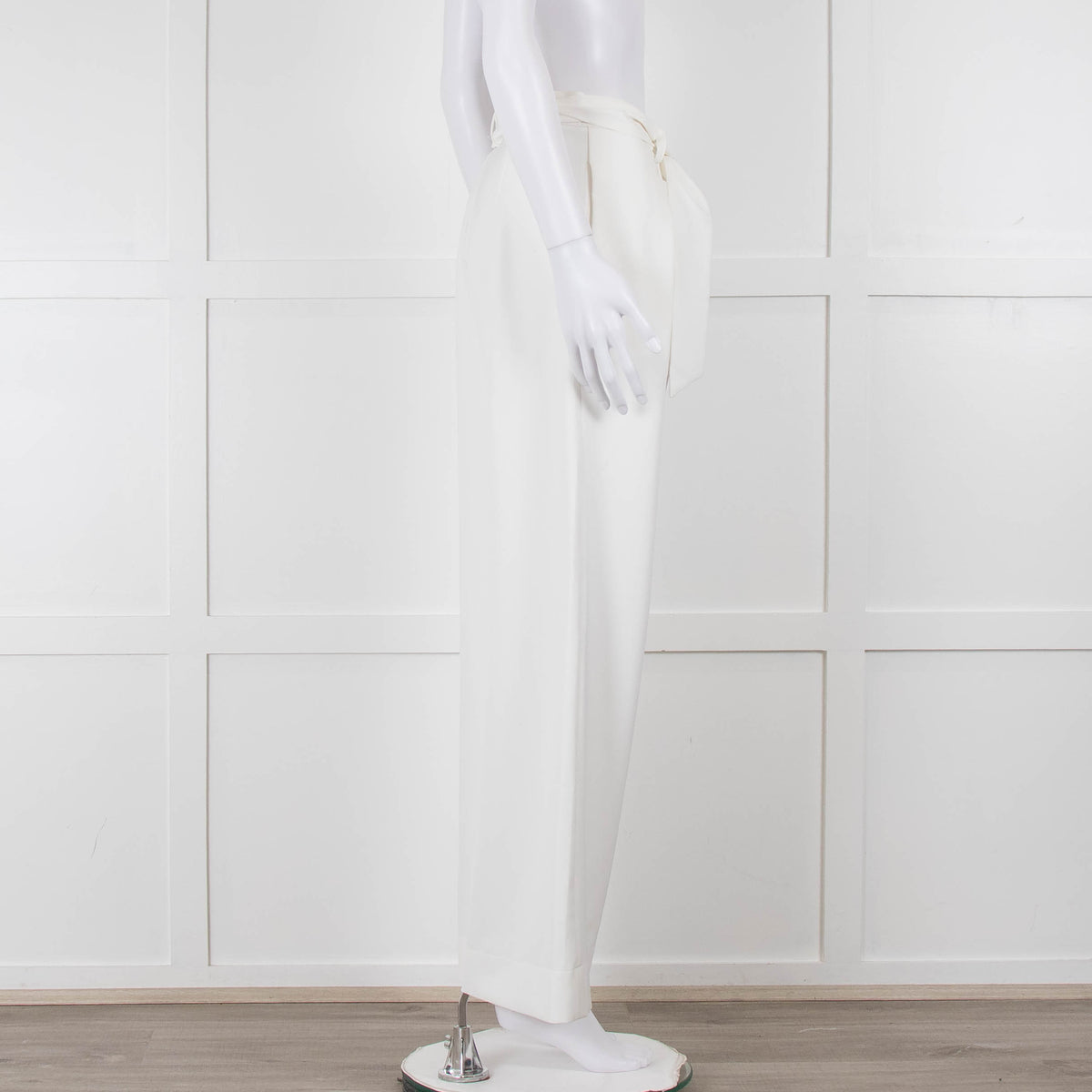 Zoe Milano Cream Belted Wide Trousers