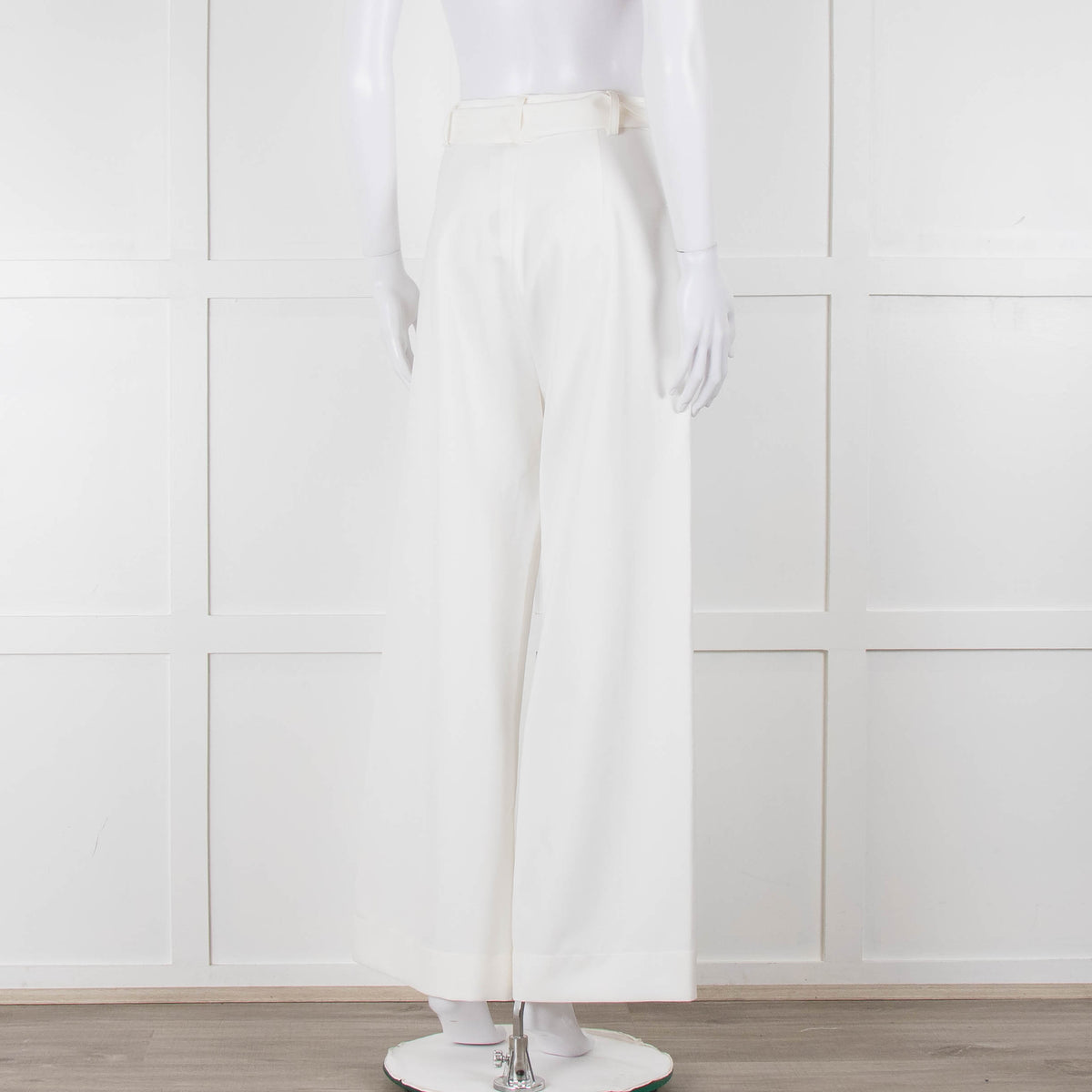 Zoe Milano Cream Belted Wide Trousers