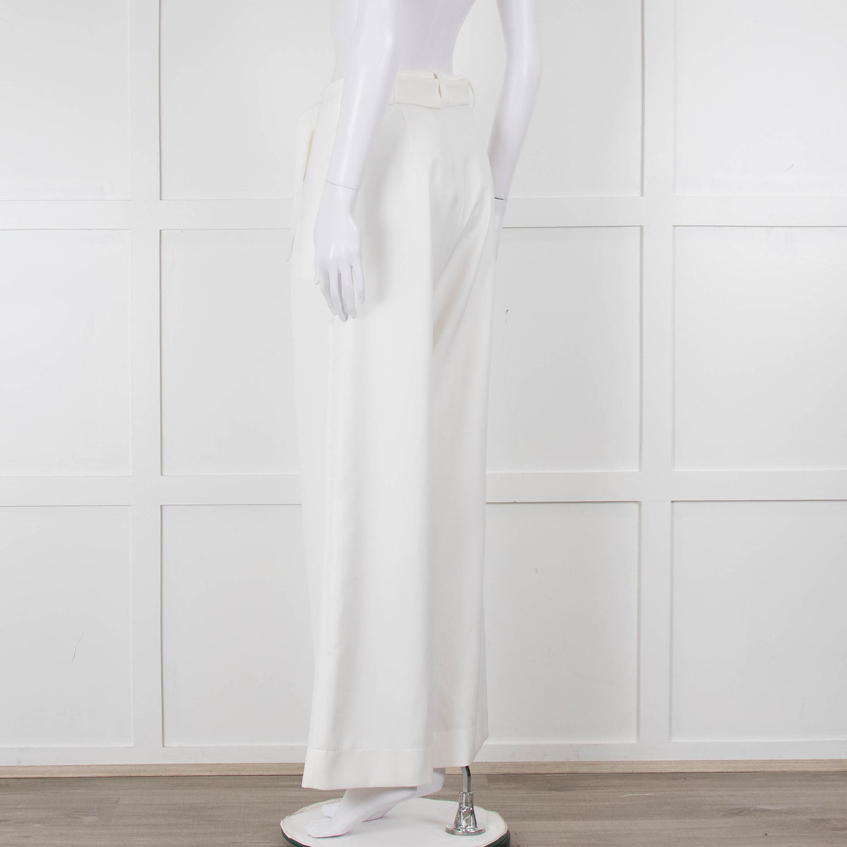 Zoe Milano Cream Belted Wide Trousers