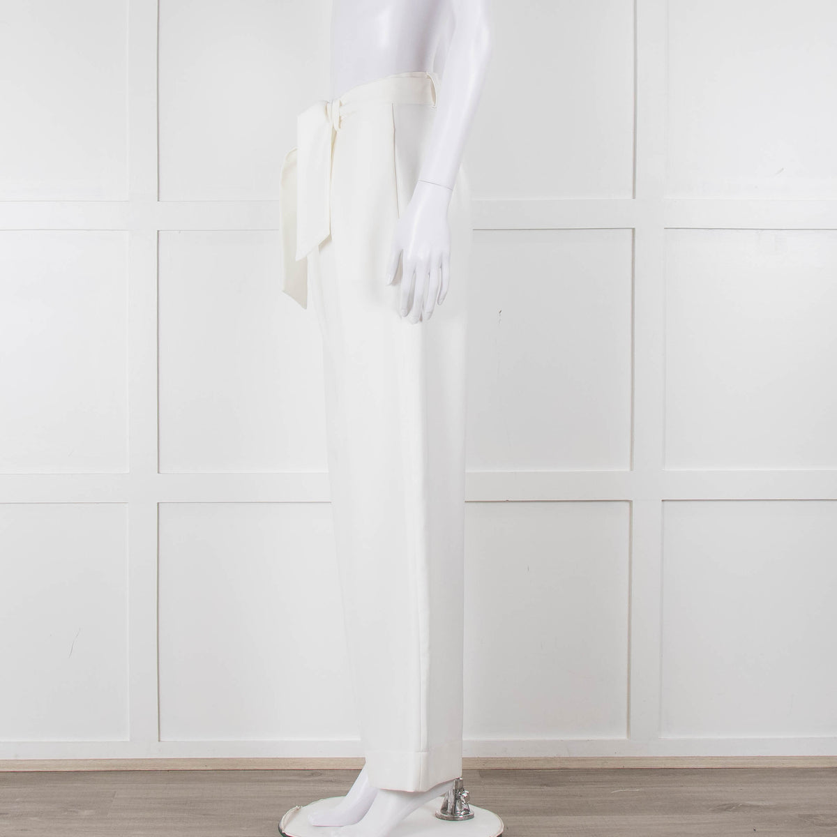 Zoe Milano Cream Belted Wide Trousers