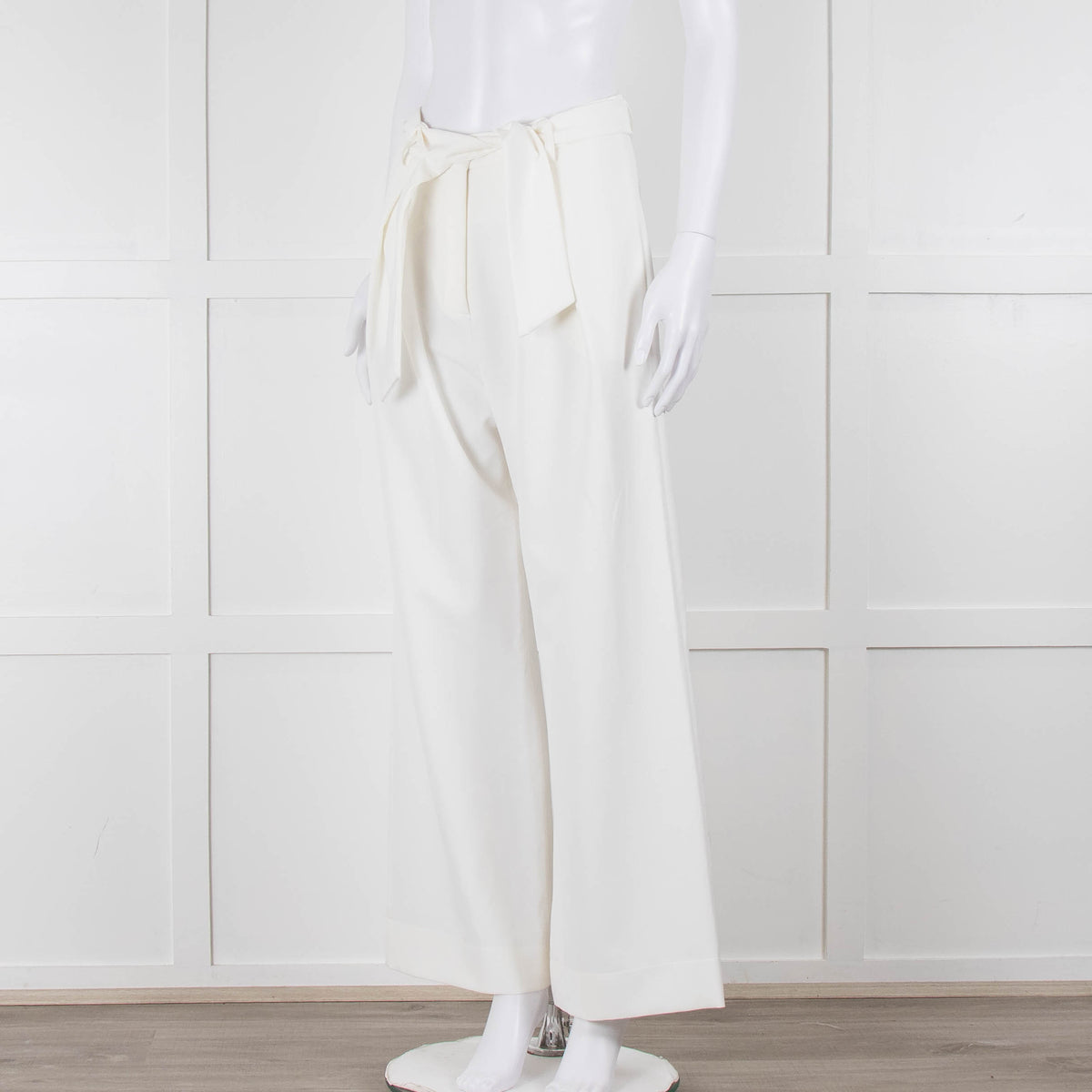 Zoe Milano Cream Belted Wide Trousers