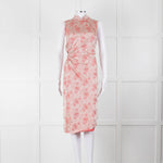 Prada Vintage Pink Cheongsam Pink Brocade Midi Dress (Early 2000s)