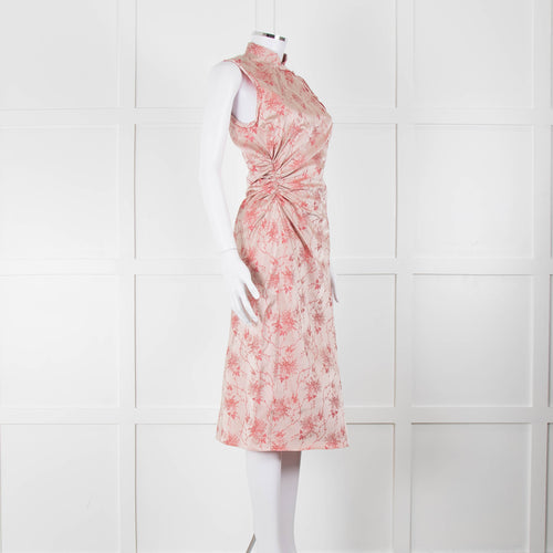 Prada Vintage Pink Cheongsam Pink Brocade Midi Dress (Early 2000s)
