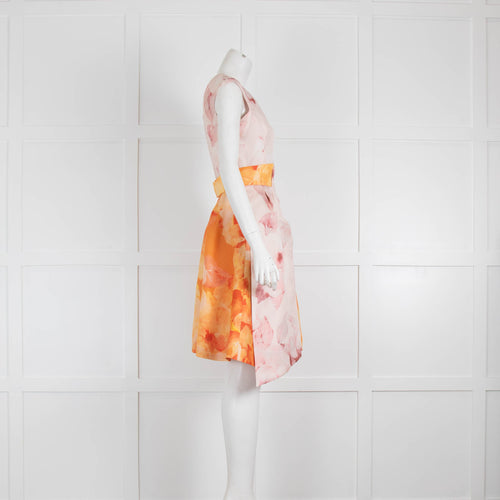 Christian Dior Blush Pink Orange Floral Sleeveless Dress