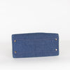 Jimmy Choo Blue Denim Green Leather Trim Tote Bag