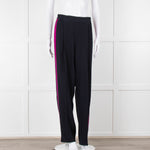 Stella McCartney Navy Blue Pink Side Stripe Silk Trousers