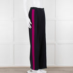 Stella McCartney Navy Blue Pink Side Stripe Silk Trousers