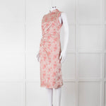 Prada Vintage Pink Cheongsam Pink Brocade Midi Dress (Early 2000s)