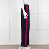 Stella McCartney Navy Blue Pink Side Stripe Silk Trousers