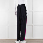 Stella McCartney Navy Blue Pink Side Stripe Silk Trousers