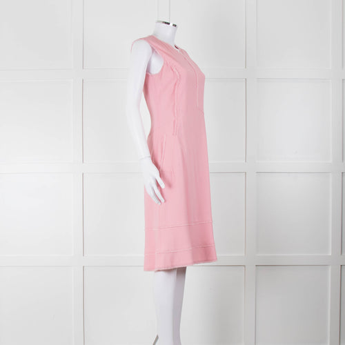 Altuzarra Pink Sleeveless Shift Dress with Fringed Trims