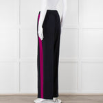 Stella McCartney Navy Blue Pink Side Stripe Silk Trousers