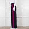 Stella McCartney Navy Blue Pink Side Stripe Silk Trousers
