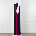 Stella McCartney Navy Blue Pink Side Stripe Silk Trousers