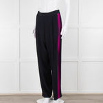 Stella McCartney Navy Blue Pink Side Stripe Silk Trousers