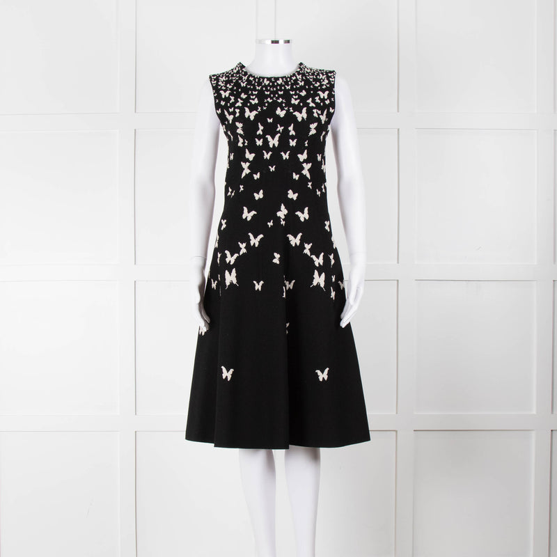 Bottega Veneta Black Knit Butterfly Fit and Flare Sleeveless Dress